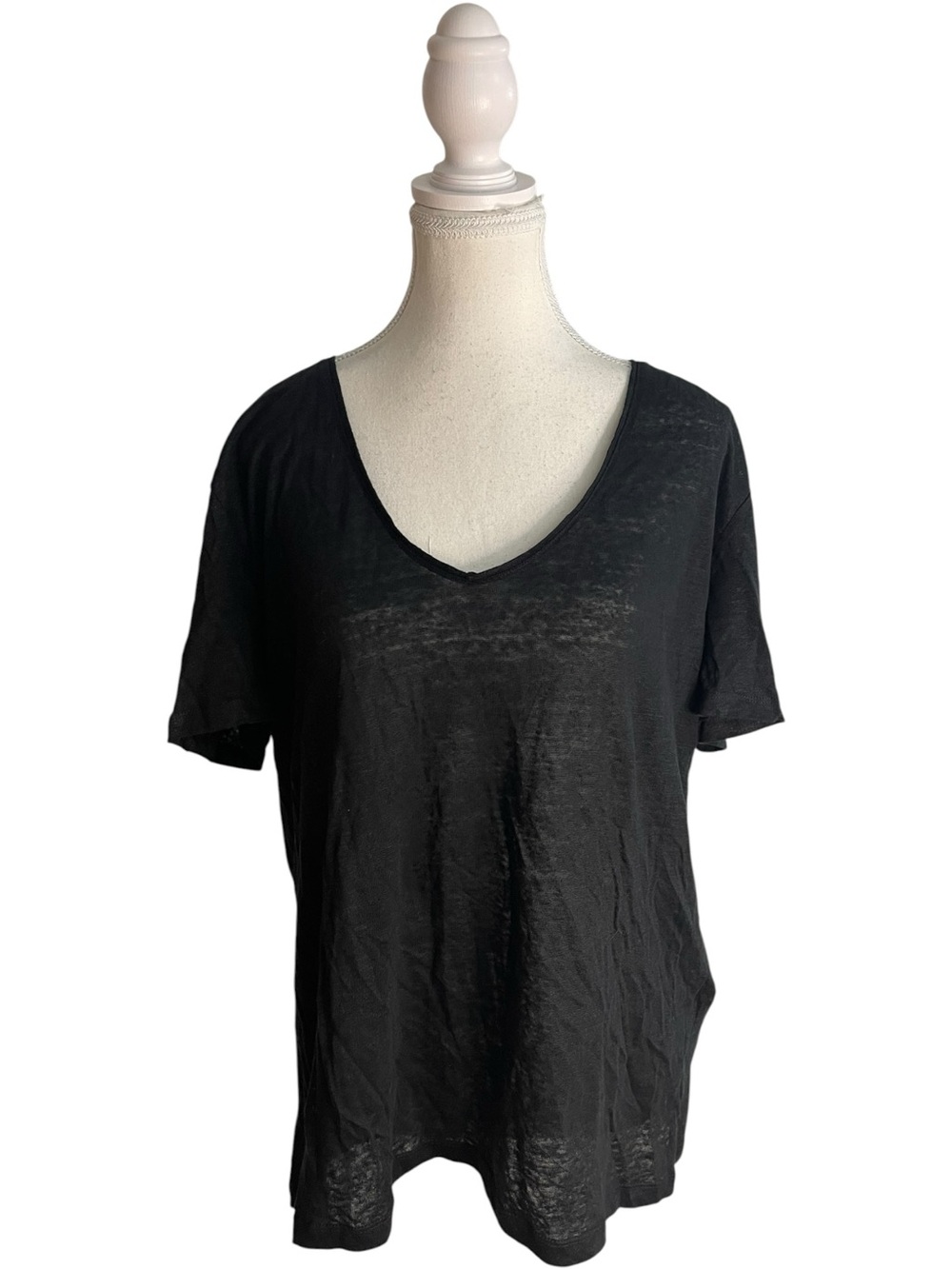 Zara Linen Tee T-shirt Black